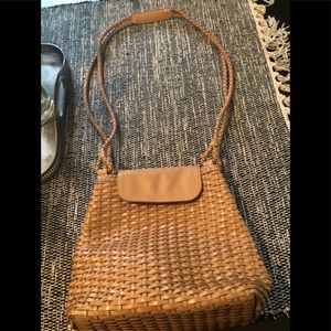 CEM leather woven purse, tan